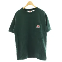 ベンデイビス BEN DAVIS Tシャツ L 緑 グリーン 無地 ラウンドネック 半袖 ポケット付き ロゴパッチ カットソー /PP ■GY60