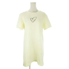 アディダス adidas Tワンピース L 白 アイボリー 半袖 ハート柄 ラウンドネック /CK31 ■GY58