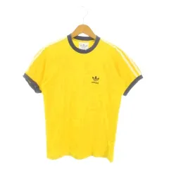アディダスオリジナルス adidas originals リンガーTシャツ S 黄 イエロー 半袖 ロゴ刺繍 スリーストライプス タイト /MN11 ■GY58