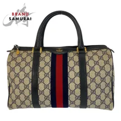 GUCCI グッチ ヴィンテージ シェリーライン グレー GGスプリームキャンバス 24 02 007 ハンドバッグ ボストンバッグ レディース 505405【中古】