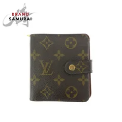 ルイヴィトン モノグラム コンパクト ジップ ブラウン ゴールド金具 PVC M61667 折財布 コンパクトウォレット レディース 506248【中古】