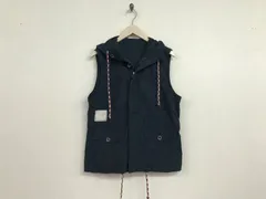 本物タケオキクチtkTAKEOKIKUCHIコットンナイロンパーカージップジレベストメンズサーフアメカジミリタリーストリートスケーターワークビジネススーツモードゴルフドレスバイカー紺ネイビーL