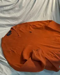ポロ ラルフローレン ピマコットン オレンジ Vネック ニット