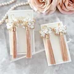 小花×パール ロングタッセル《ピアス/イヤリング》