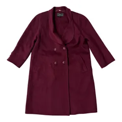  Leilian レリアン カシミヤ混 ロングコート ボルドー ワインレッド 上質ウール レディース 9号【Z1769】