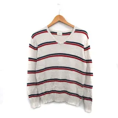 アングリッド UNGRID ニット セーター 長袖 Vネック コットン ボーダー F ライトグレー /KT15