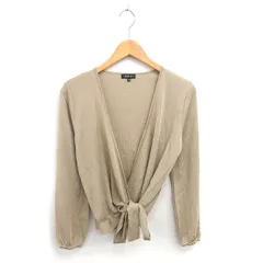 インディヴィ INDIVI カーディガン ニット リボン 薄手 長袖 38 ベージュ 茶 /TT