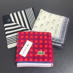 【値下げok】メンズ ブランドハンカチ 3枚セット カルバンクライン イヴサンローラン ラコステ