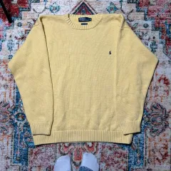 2XL ポロ ラルフローレン ポニー 刺繍 ロゴ ニット イエロー