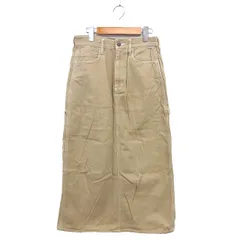 グローバルワーク GLOBAL WORK デニム フレア スカート マキシ丈 スリット コットン 綿 ジップフライ L ベージュ /NT21