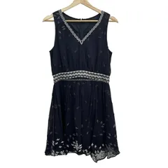 グレースコンチネンタル ワンピース サイズ38 M レディース美品  - ネイビー×ライトグレー×マルチ ノースリーブ/ひざ丈/刺繍/鳥