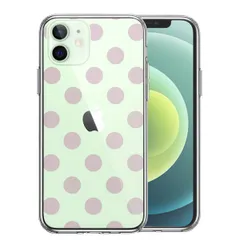 iPhone12mini ケース クリア 水玉 パープルピンク スマホケース 側面ソフト 背面ハード ハイブリッド