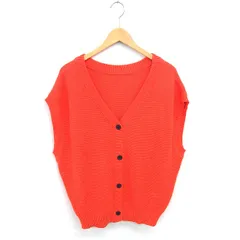 グローバルワーク GLOBAL WORK ベスト ニット 前開き 無地 シンプル F オレンジ /TT