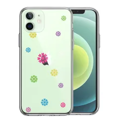 iPhone12mini ケース クリア カラフル 花柄 スマホケース 側面ソフト 背面ハード ハイブリッド