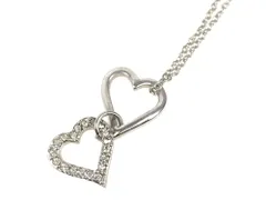 ニナリッチ　NINA RICCI　ラインストーン　ダブルハート　ネックレス　シルバーカラー　送料無料