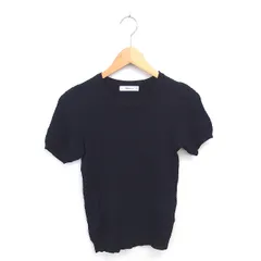 ザラ ZARA ニット セーター 丸首 薄手 半袖 S ブラック ブルー 黒 青 /TT