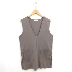 シューラルー SHOO・LA・RUE ジャンパースカート ワンピース ひざ丈 サイドスリット ノースリーブ L グレージュ /TT