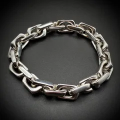 ペーパーチェーン ブレスレット シルバー925 全長21cm 重厚感 極太 10mm SV925 アズキチェーン アンカーチェーン 刻印あり メンズ 喜平 太め 重厚 シンプル ハンドメイド  腕輪 ジュエリー ギフト プレゼント 1点物 鎖型ブレス