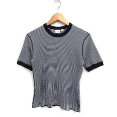 ヘルスニット healthknit BEAMS BOY ボーダー リブ Tシャツ カットソー 半袖 丸首 S ブラック 黒 ホワイト 白 /FT40