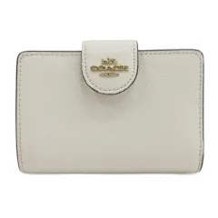 コーチ COACH ミディアム コーナー ジップ ウォレット 二つ折り 財布 レザー アイボリー