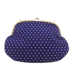 あやの小路 AYANOKOJI 美品 がま口 ショルダーバッグ 青 ブルー 白 ホワイト ドット柄 /YJ