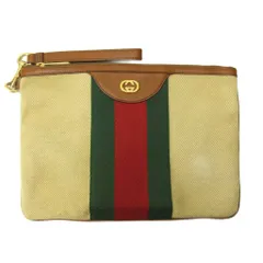 グッチ GUCCI シェリーライン インターロッキングG クラッチバッグ キャンバス ロゴ メタルプレート ベージュ 576053 0128