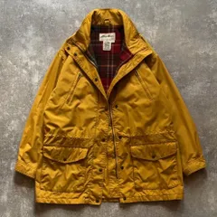 90年代 90s Eddie Bauer エディーバウアー 白タグ 裏地チェック マウンテンパーカー イエロー 黄色