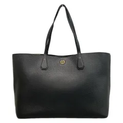 TORY BURCH(トリーバーチ) トートバッグ - 黒×ベージュ レザー
