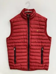 Timberland ダウンベスト S/P レッド ナイロン 無地 ワンポイント ブランドロゴ フードなし