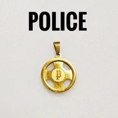 【美品】POLICE ポリス ペンダントトップ ゴールド クロス Pロゴ ネックレス ヘッド 2cm径のサムネイル