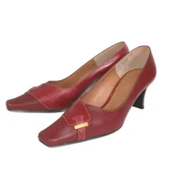 トラサルディ TRUSSARDI パンプス ヒール ロゴ 金具 赤 レッド 22.5 靴
