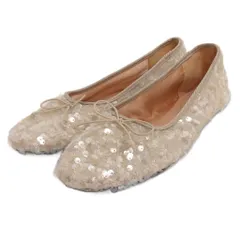 ザラ ZARA スパンコール バレエシューズ フラットシューズ ベージュ系 37