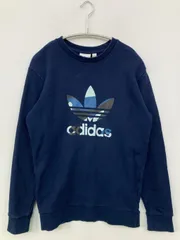 adidas スウェット S ネイビー コットン 前面プリント ブランドロゴ 長袖