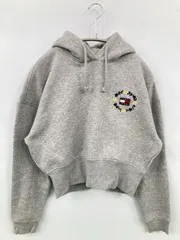 TOMMY JEANS パーカー S グレー コットン 裏起毛 無地 ワンポイント ブランドロゴ 刺繍 プルオーバー 長袖