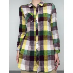 日本ヴィンテージ チェック 森ガール シャツワンピース