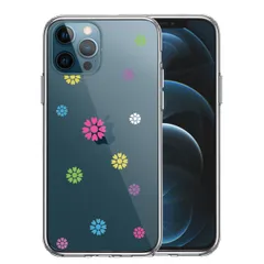 iPhone12Pro ケース クリア カラフル 花柄 スマホケース 側面ソフト 背面ハード ハイブリッド