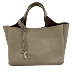 TOD'S(トッズ) トートバッグ美品  T タイムレス グレーベージュ×ボルドー レザー