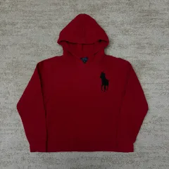 (10-12) ポロ ラルフローレン キッズ ワッフル ビックポニー ロゴ フード付きTシャツ