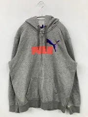 PUMA パーカー L グレー スウェット 裏起毛 ブランドロゴ ジップアップ 長袖