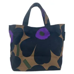 marimekko(マリメッコ) トートバッグ - 黒×ブラウン×マルチ ウニッコ