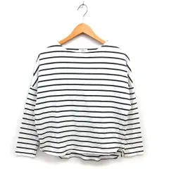 アーバンリサーチ URBAN RESEARCH ITEMS ボーダー ワイド カットソー ラウンドヘム コットン 綿 ボートネック 長袖 F オフホワイト /NT10