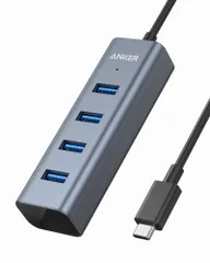 Anker USB-C 4ポート USB3.0 ハブ 40cm ケーブル MacBook iPad Pro ChromeBook Pixel 他対応 スリム設計 軽量 リモート テレワーク 在宅勤務 (グレー)
