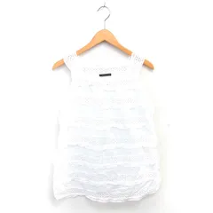 ドゥーズィエムクラス DEUXIEME CLASSE ブラウス カットソー 透けレース リボン プルオーバー ノースリーブ ホワイト 白 /TT