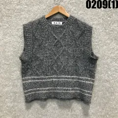 NAIN ケーブル ニット ベスト グレー F