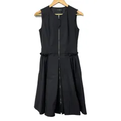 FOXEY NEW YORK(フォクシーニューヨーク) ワンピース サイズ38 M レディース - 28351 黒 クルーネック/ノースリーブ/ひざ丈/ギャザー