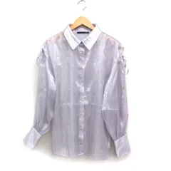 ヘザー Heather シアー シャツ ブラウス 長袖 ショルダーカット F グレー 灰 /FT29