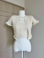 ザラ) ケーブル クロップド ノースリーブ カーディガン セット