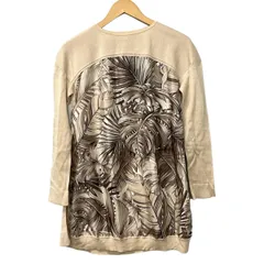 サルバトーレフェラガモ チュニック サイズXS レディース美品  - ベージュ×ダークブラウン×マルチ 長袖/シルク/ニット/異素材切替