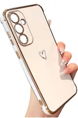 ★ZTOFERA Samsung Galaxy S23 FE 用 ハートケース 柔軟な TPU シリコン メッキ加工 ソフト 軽量 耐衝撃 おしゃれ 韓国 可愛い サムスン ギャラクシー S23 FE ケース 携帯カバー 女性 心パターン (ホワイト)