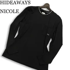 【新品 24AW】 HIDEAWAYS NICOLE ハイダウェイ ニコル ストレッチ ポンチ ロゴ★ 長袖 Tシャツ Sz.48 メンズ 黒 未使用のサムネイル